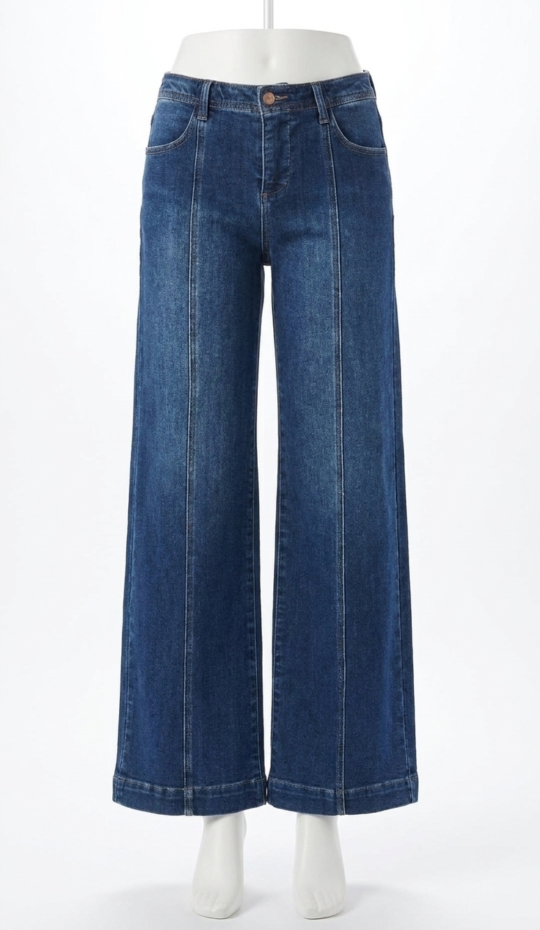 NEW RISEN mid rise wide leg jeans in blue